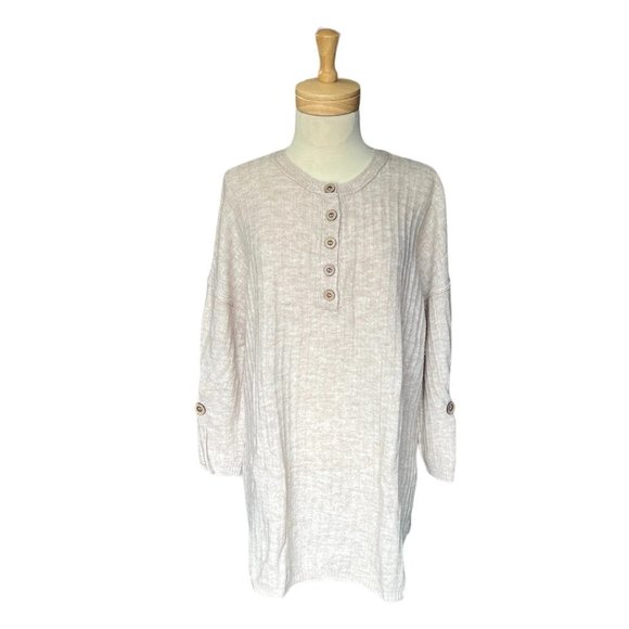 Free People Oversized Retro Trendy Ribbed Knit Acrylic Coastal Sweater. Small - Picture 1 of 11